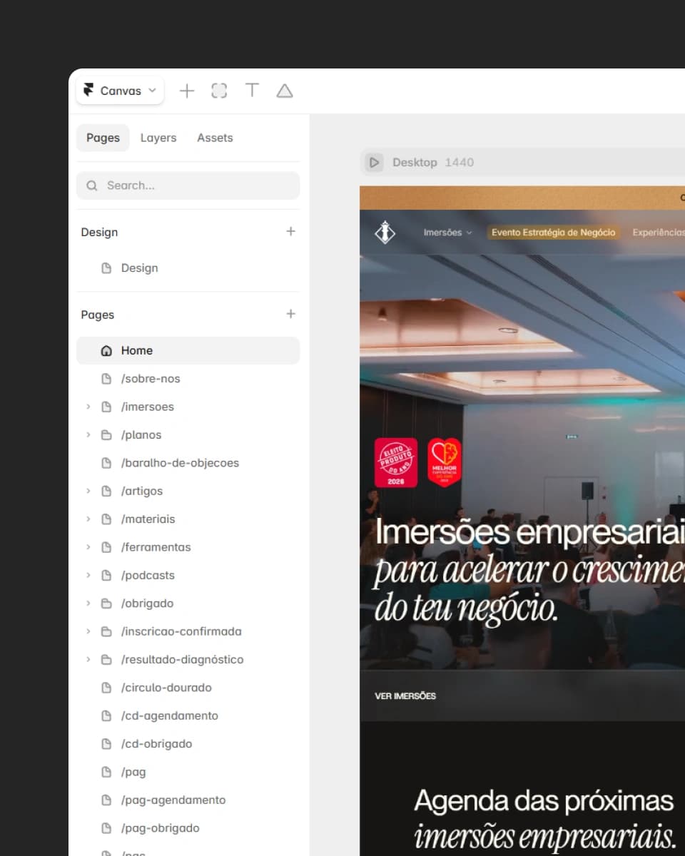 Site em Framer aberto no editor